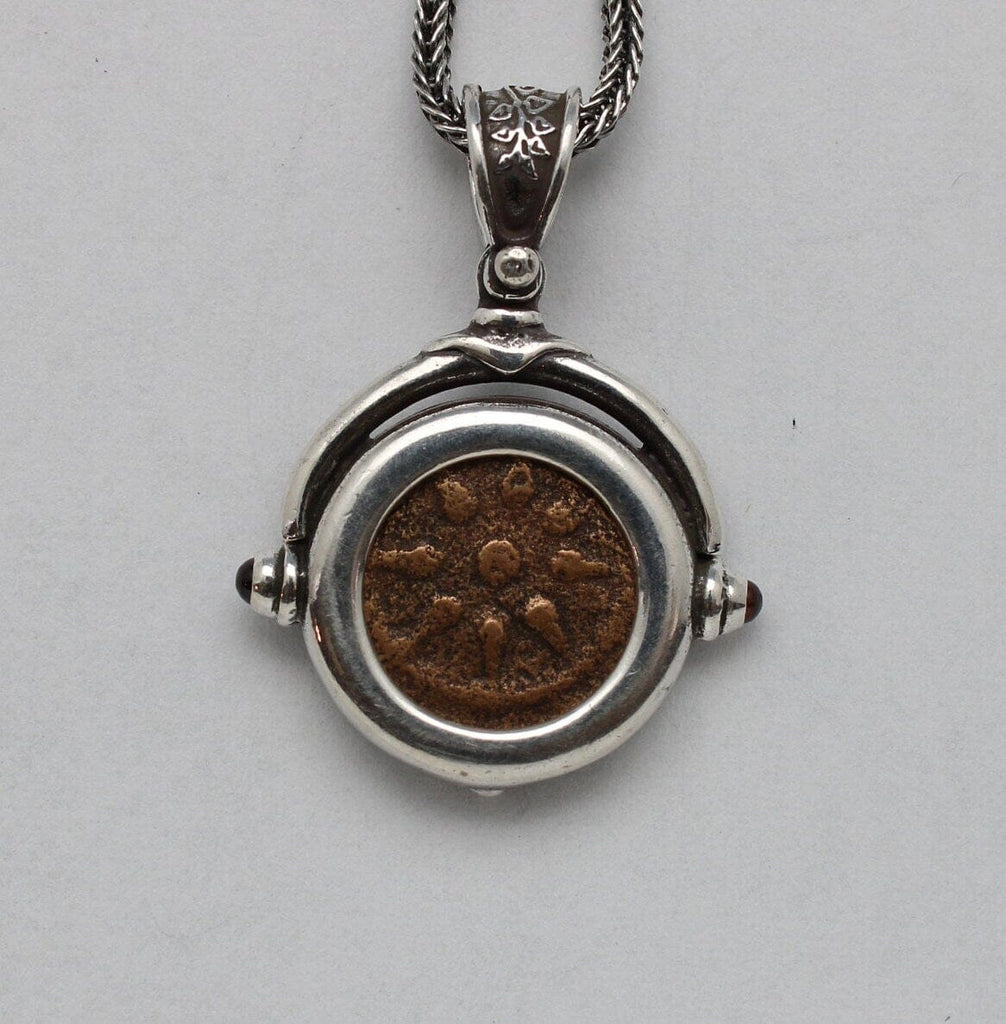 Sterling Silver Pendant, Widows Mite, Ancient Prutah Coin, 00213