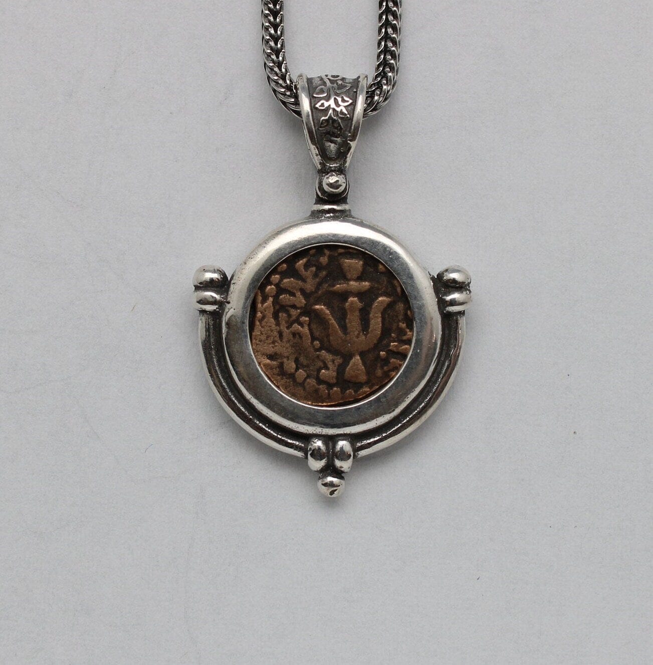 Sterling Silver Pendant, Widows Mite, Ancient Prutah Coin, 00217