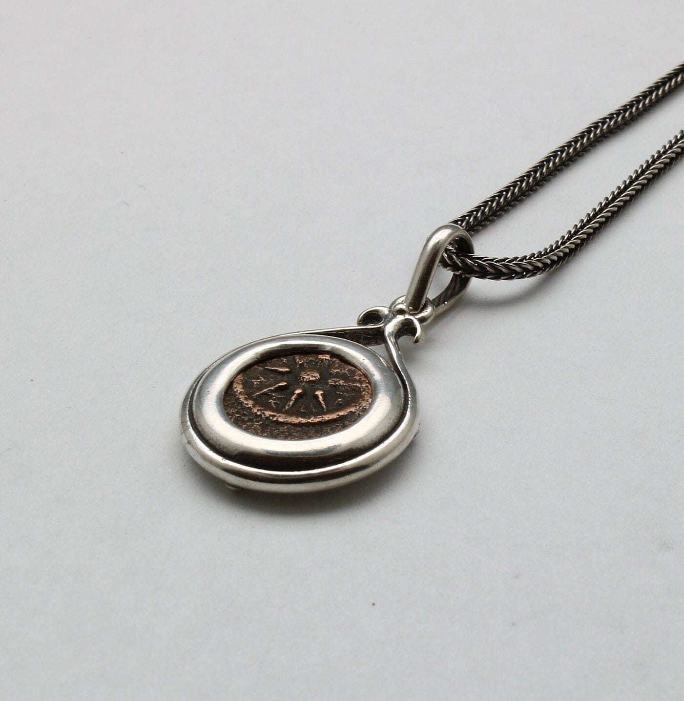 Sterling Silver Pendant, Widows Mite, Ancient Prutah Coin, 00236