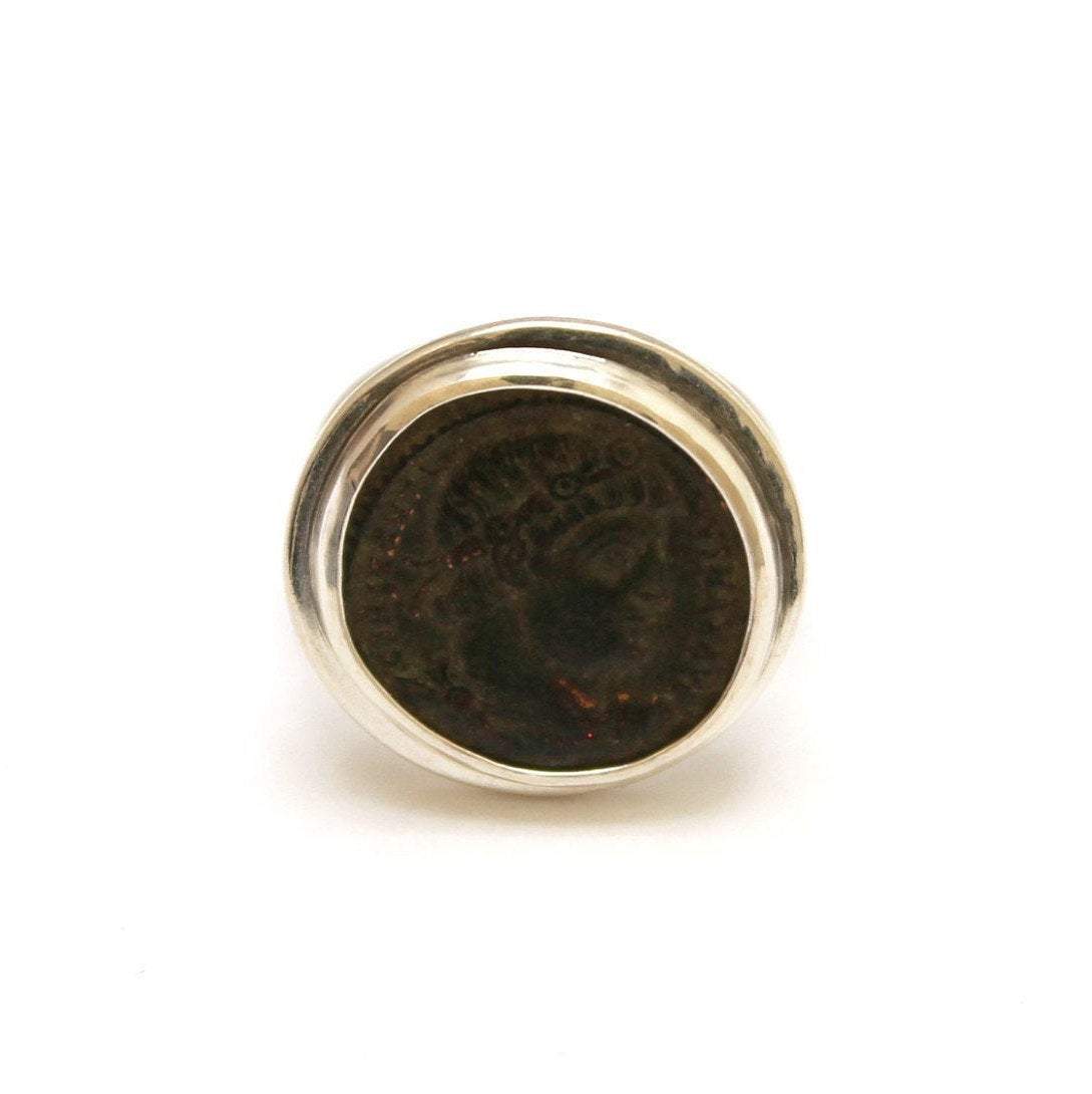 Sterling Silver Ring, Constantine the Great, Ancient Bronze Coin, 7029