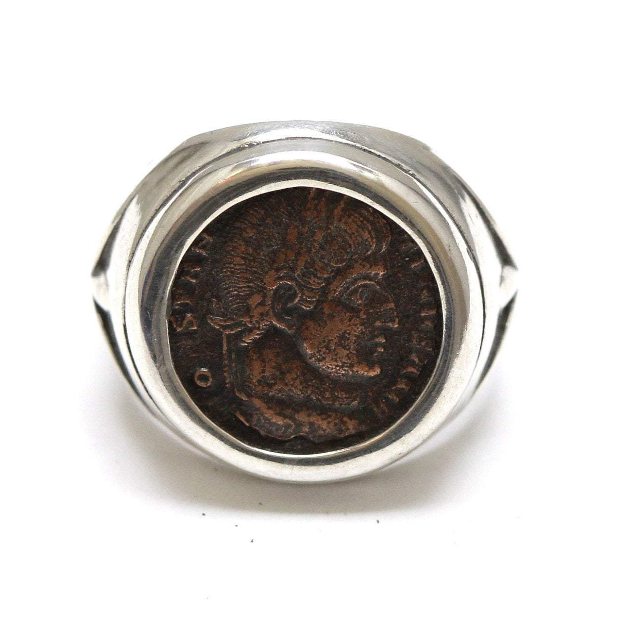 Sterling Silver Ring, Constantine the Great, Ancient Bronze Coin, 7064
