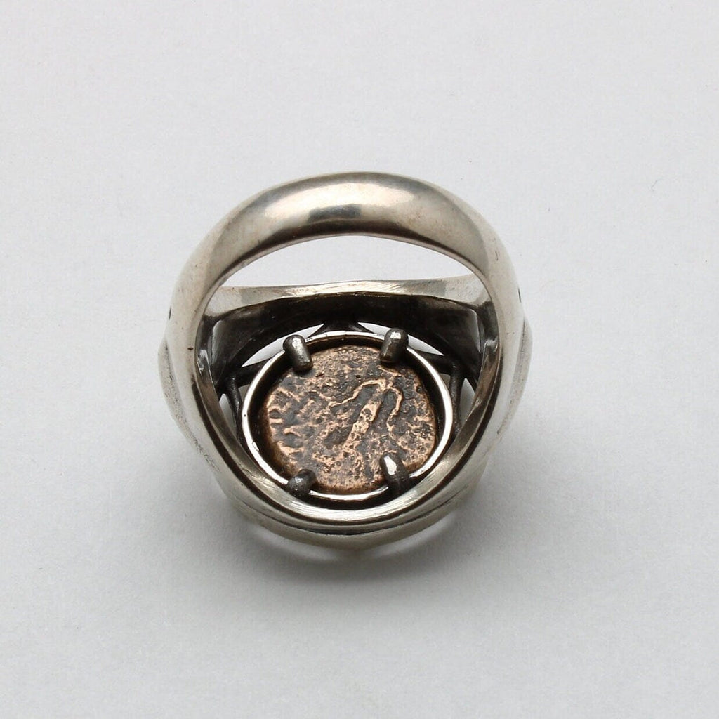 Sterling Silver Ring, Jerusalem Lily, Ancient Prutah Coin, 00220