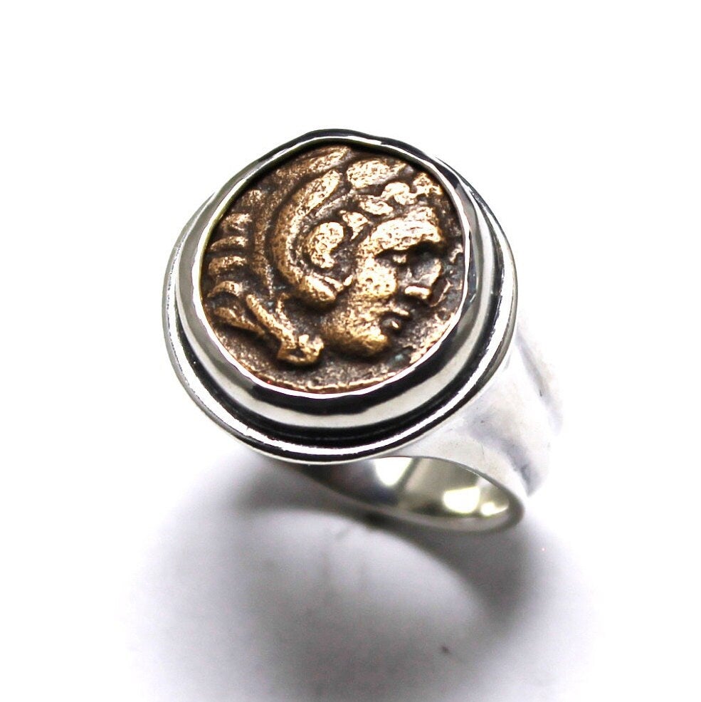 Sterling Silver Ring, Phillip II, Alexander/Horse, Ancient Coin, 7208