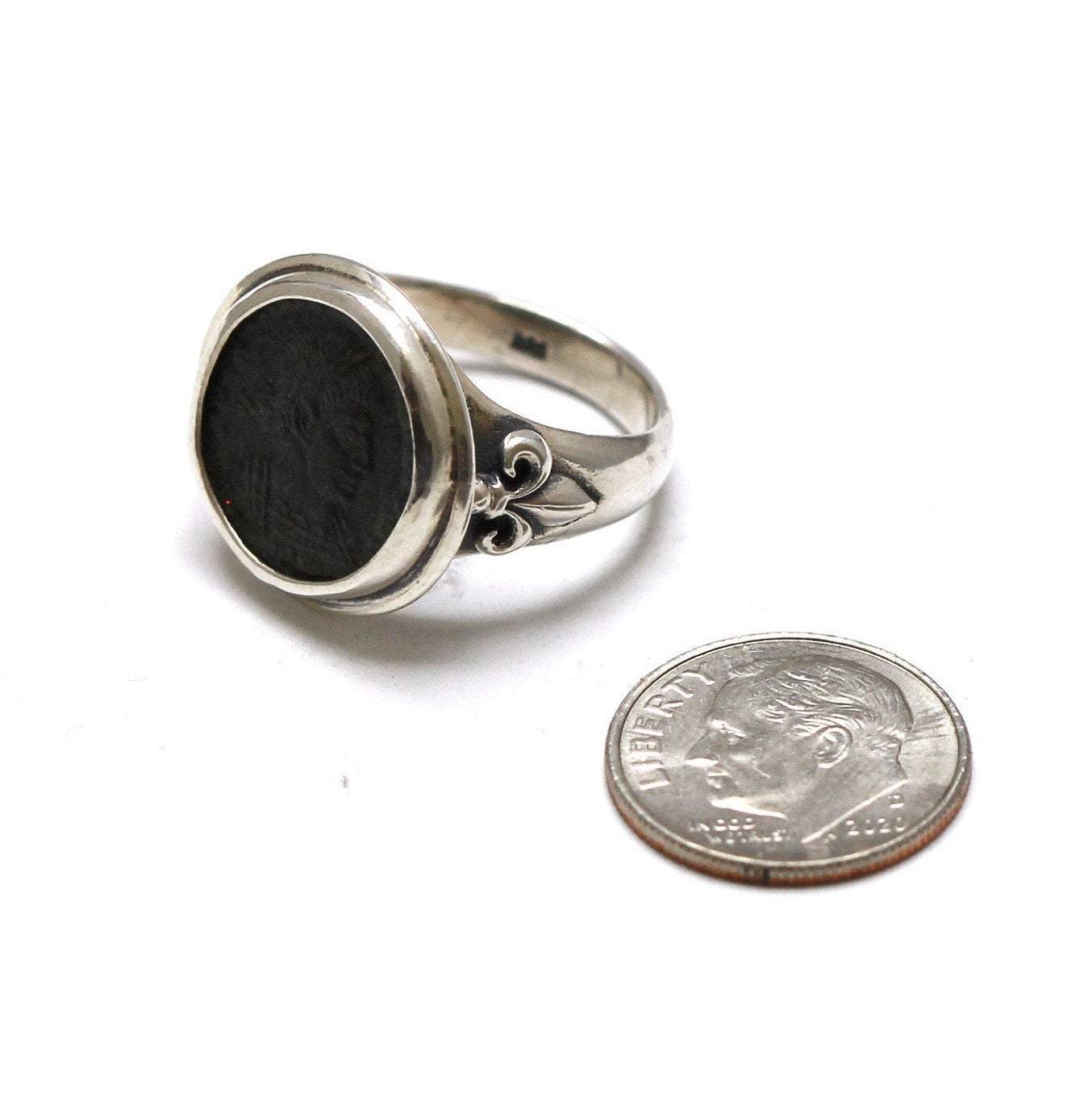 Sterling Silver Ring, Roman Bronze Ancient Coin, 7140