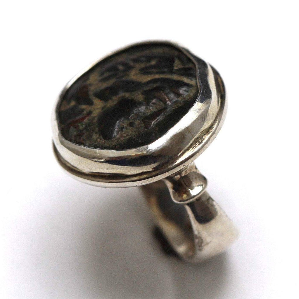 Sterling Silver Ring, Thessaly, Athena, Artemis, Ancient Bronze Coin, 7066