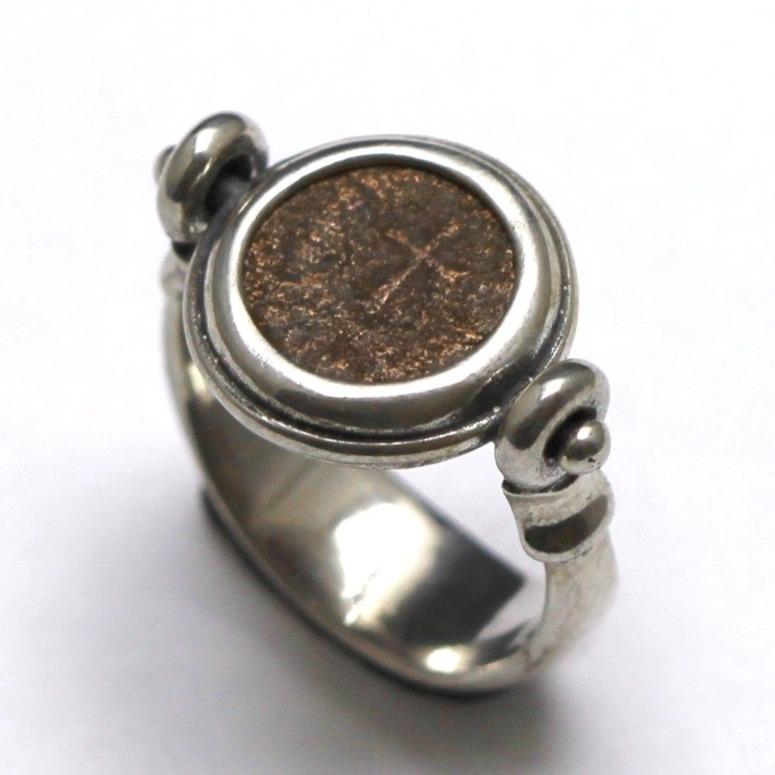 Theodosius II, Roman Coin Ring, Flip Ring, Genuine Ancient Coin, with Certificate - Erez Ancient Coin Jewelry 