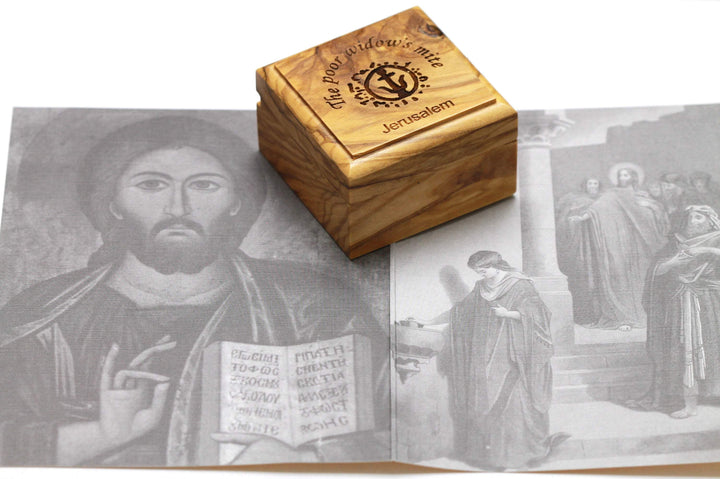 Widows Mite Coin in Olive Wood Box, Ancient Alexander Janneus Coin