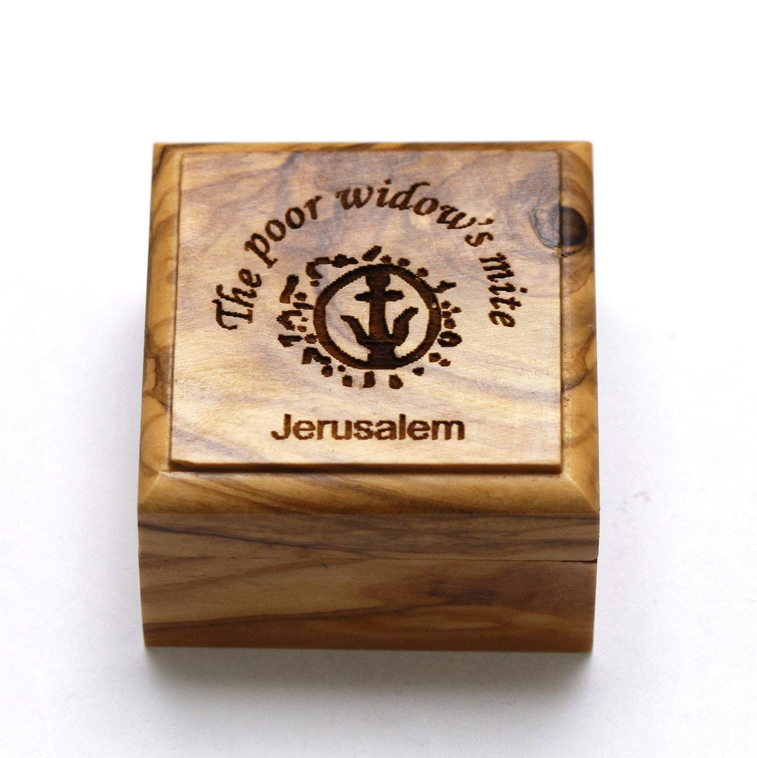 Widows Mite Coin in Olive Wood Box, Ancient Alexander Janneus Coin